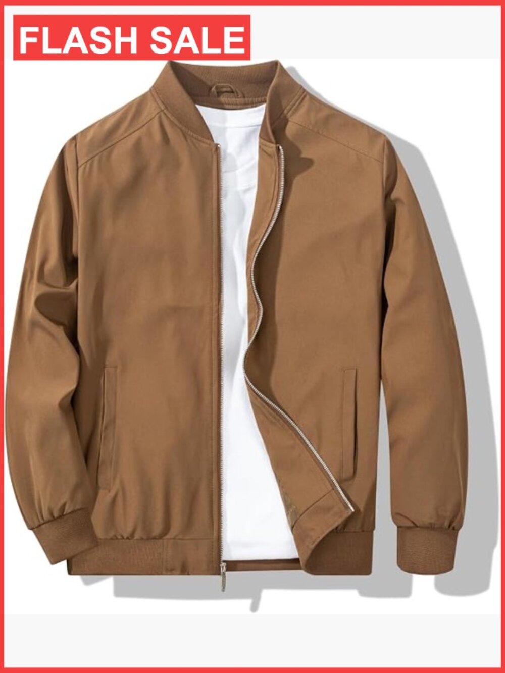 Men's Lightweight Bomber Jacket Spring Fall Windbreaker Full Zip Long Sleeve